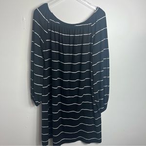 Marimekko Black and White Striped Midi Dress